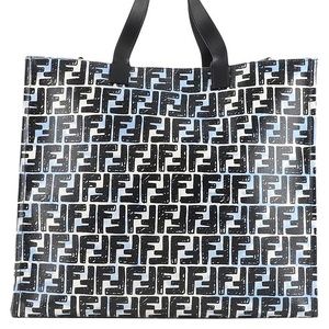 Joshua Monogram Vides Blue & Black Glazed Canvas Tote